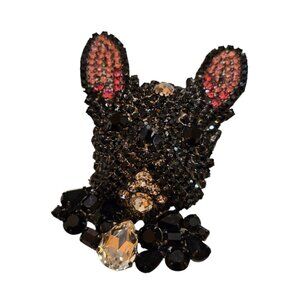 Stunning Moans Couture Rhinestone Encrusted Frenchie Dog Brooch (A9553)